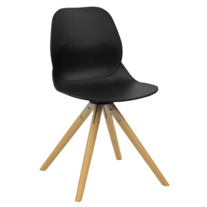 jasper black plastic shell chair with timber legs