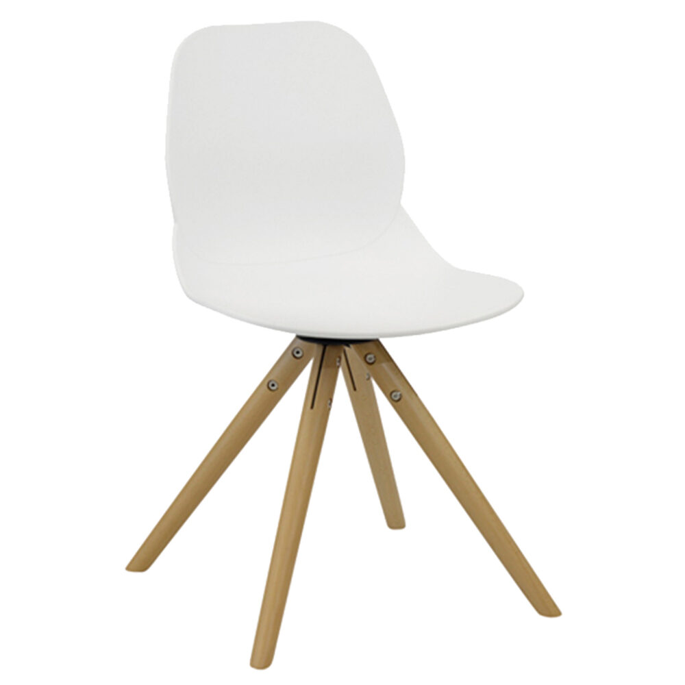 jasper white plastic shell chair with timber legs